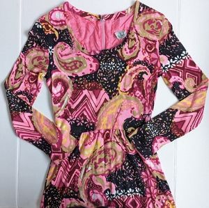 Vintage 60s Psychedelic Print Midi Dress